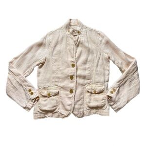 VTG JCREW Linen Pastel Peach Band Jacket XL
